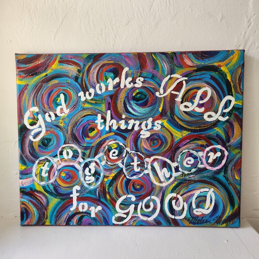 "Larger Perspective" original art hand painted acrylic Bible verse wall decor